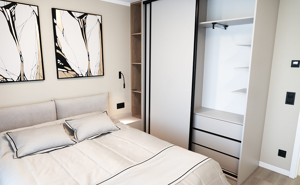 Lehmann Apartment 2 Zimmer mit Balkon Schlafzimmer
